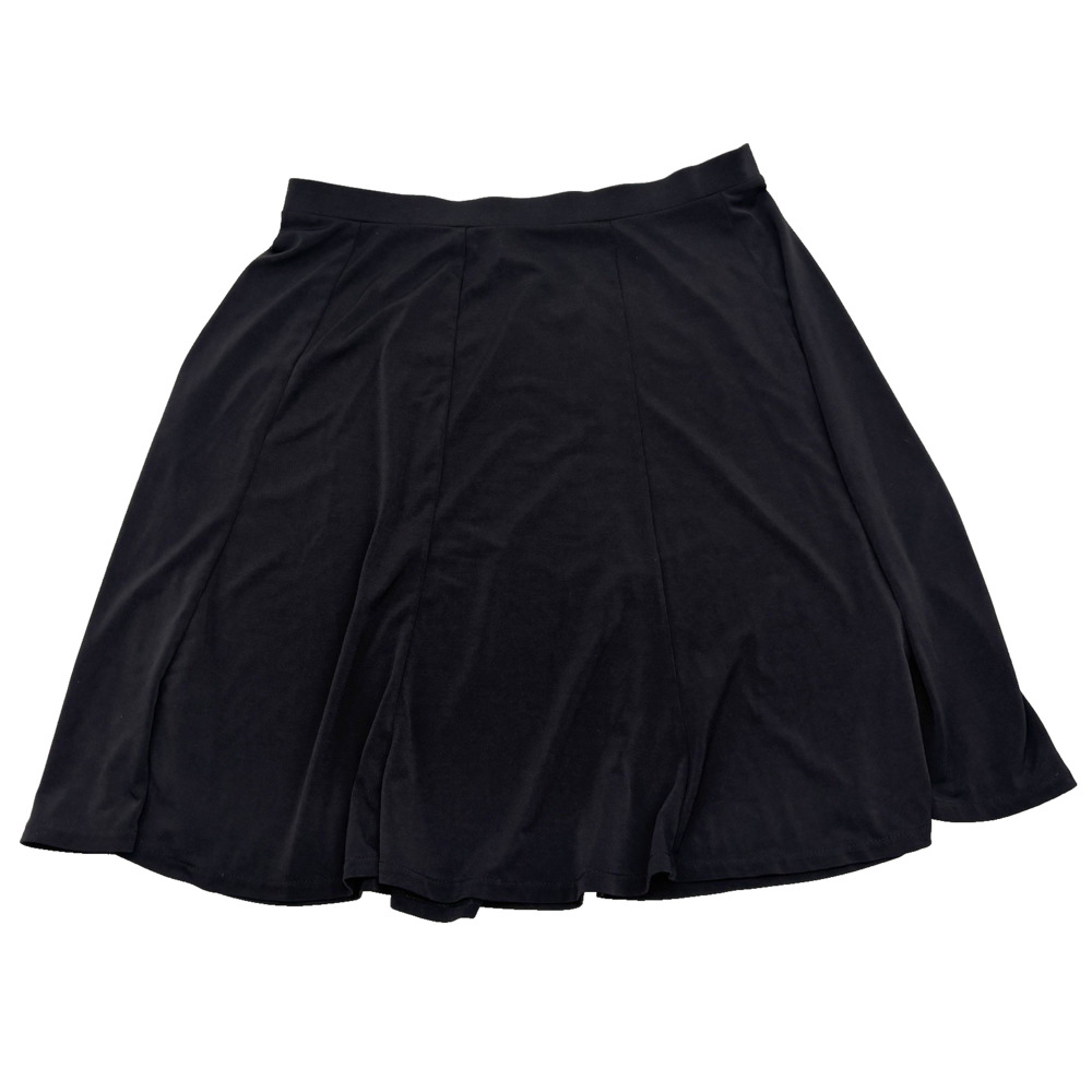 Vintage Y2K Liz Claiborne Black Polyblend Slinky Stretch A-line Skirt M 30x21"